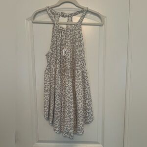 Boutique halter tank in grey leopard print